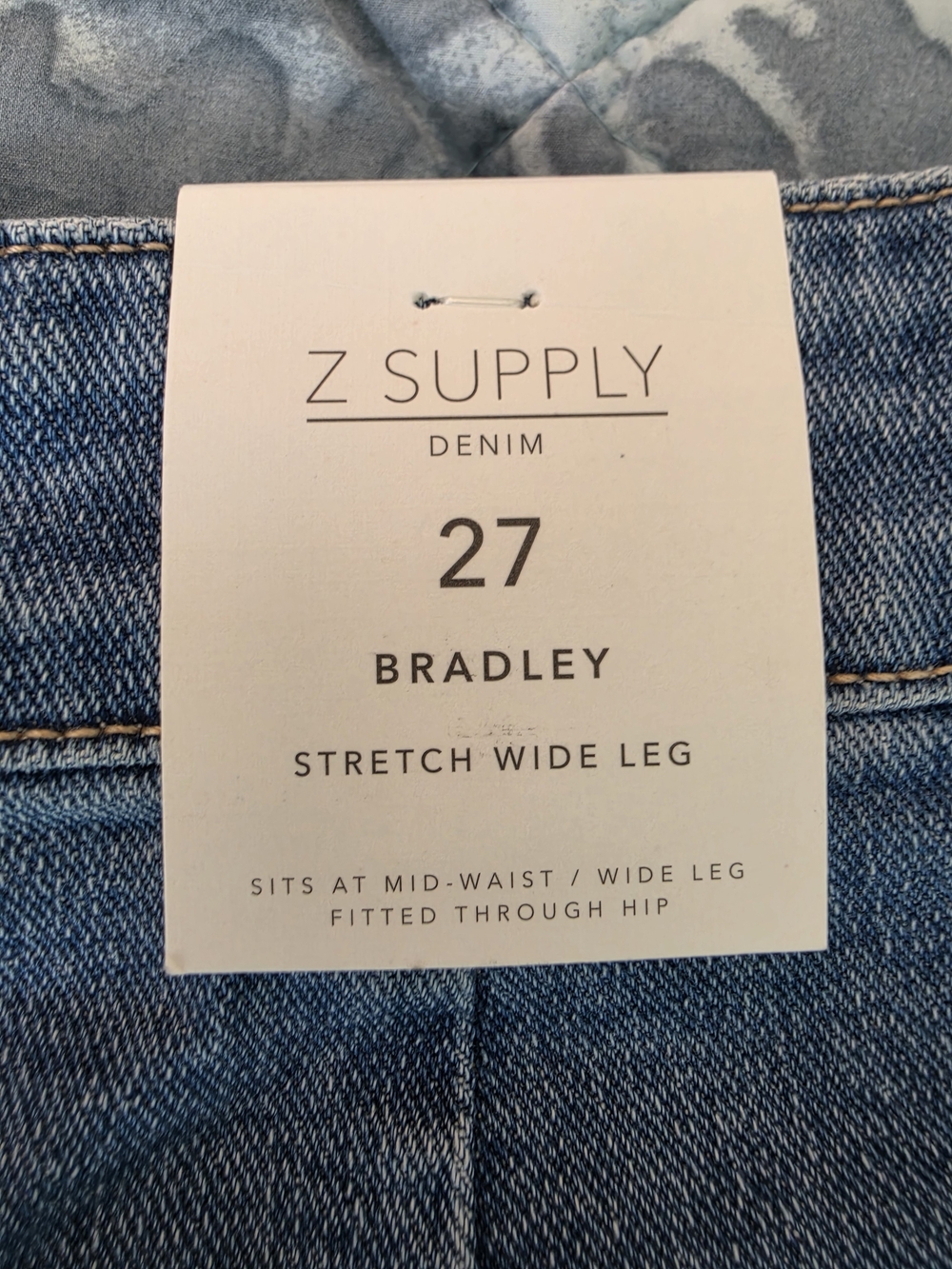 NWT. Z Supply Denim Bradley Stretch Wide Leg Jeans - Blue - Picture 4 of 7